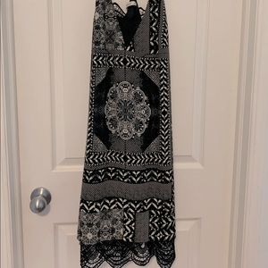 Dex Black Scarf Print Dress